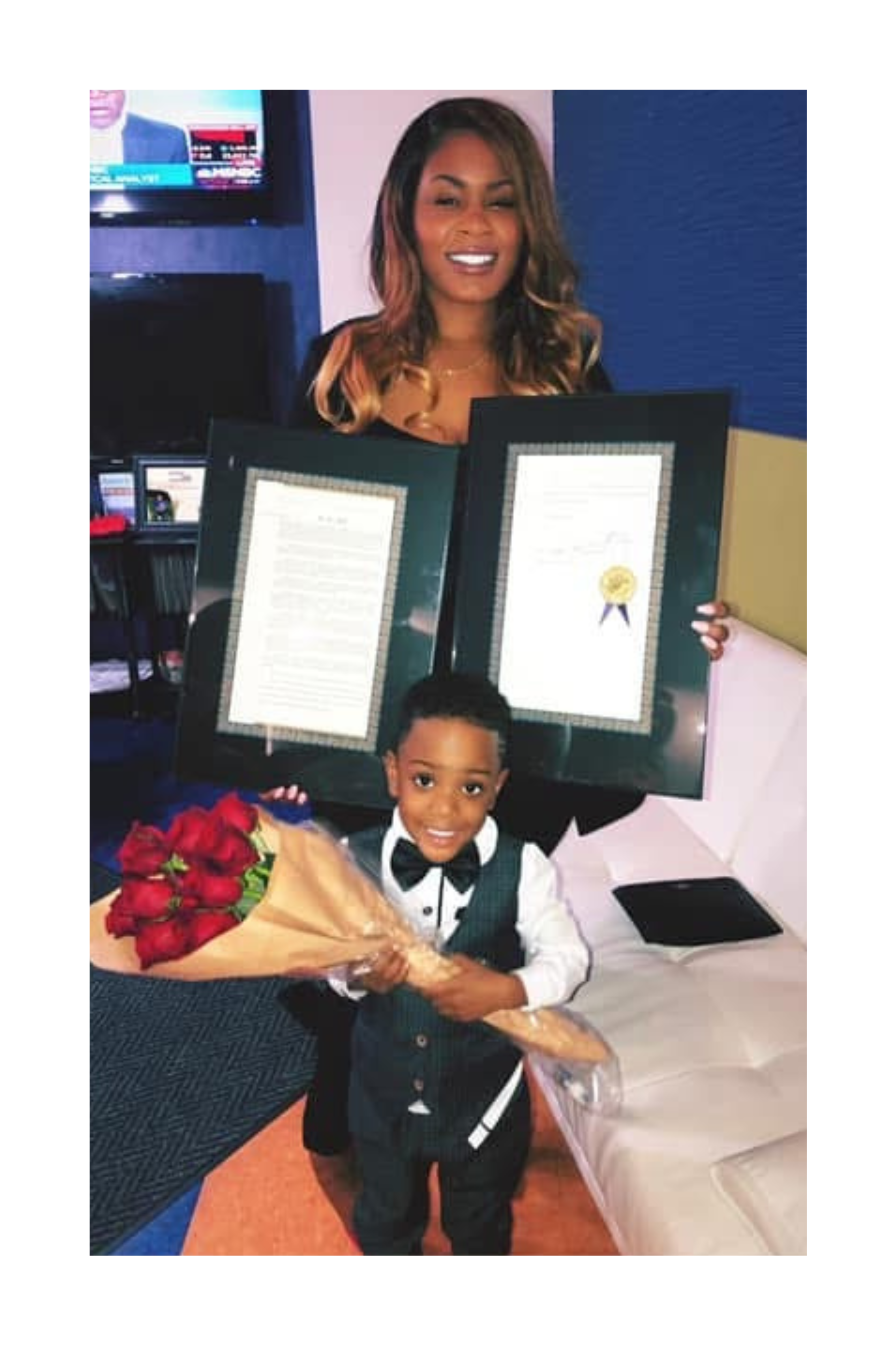 Shonda Tropikana Hatch and Boogie holding City of Cincinnati Proclamation R/14-2020